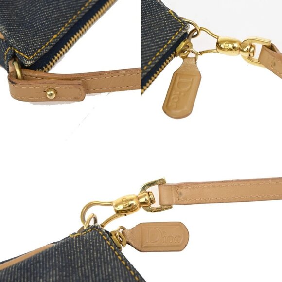 CHRISTIAN DIOR Logo Saddle Shoulder Bag Canvas Denim Canvas Leather Blue - Picture 8 of 15